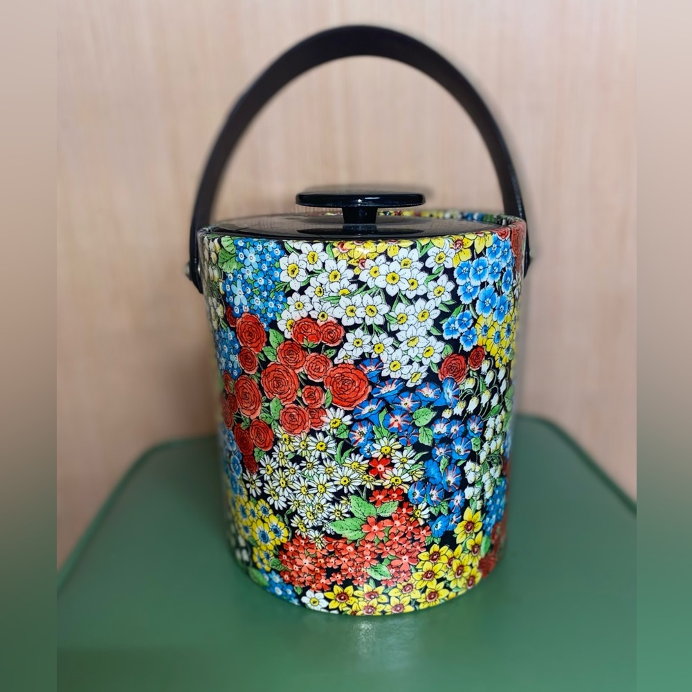 Vintage Floral Mid Century Ice Bucket - Picture 1 of 6